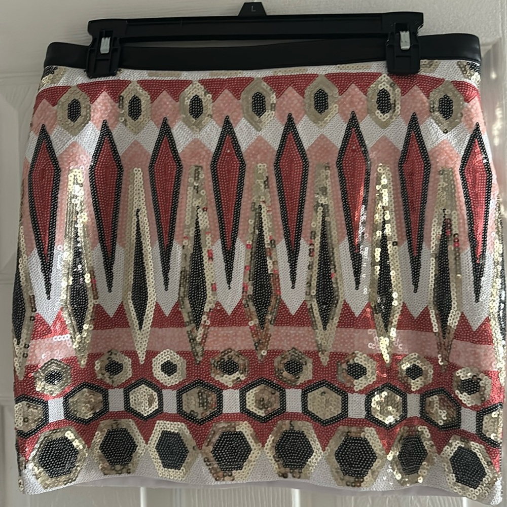 Brand new sequin leather Bebe skirt. Never worn but took tags off. #shortskirt